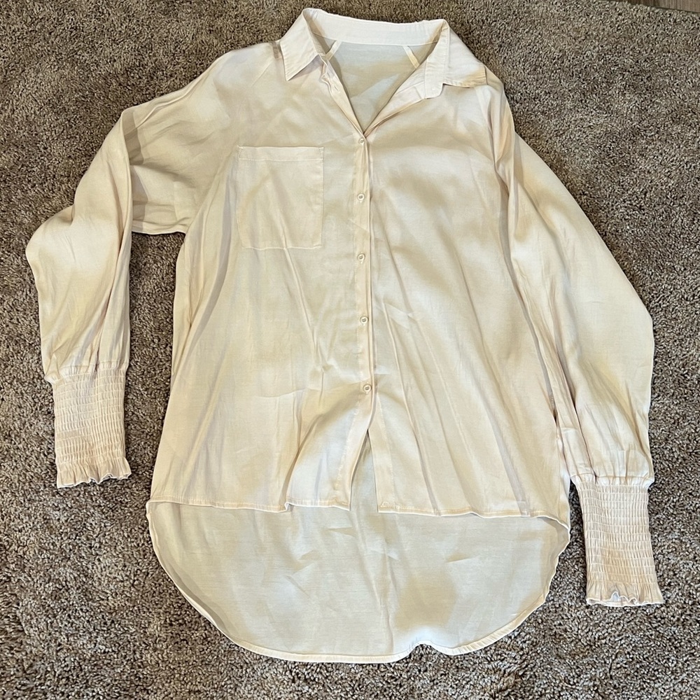 Cream oversized button down